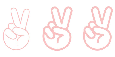 Obraz premium Hand gesture V sign for victory or peace line icon, simple outline vector illustration for apps, websites, social media, and digital user interface design