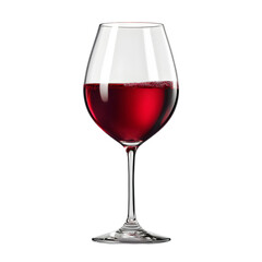 Glass of red wine on white background isolated on transparent background