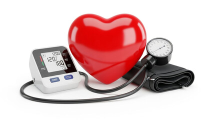 Red Heart with Blood Pressure Monitor and Cuff whisk