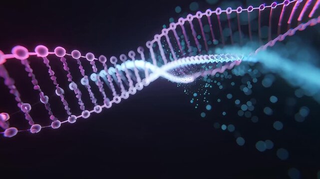 DNA Helix strand render for Molecular Biology Genetics Coding Anatomy Scientific Research Genome Sequence Light Streak Art