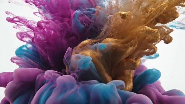 Vibrant colorful ink exploding in water