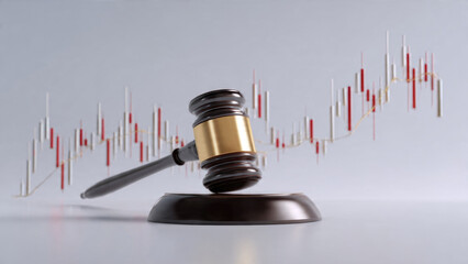 Gavel and Candlestick Chart