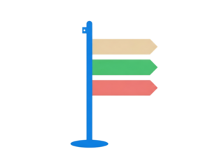 Directional signpost with three arrows pointing right isolated on transparent background
