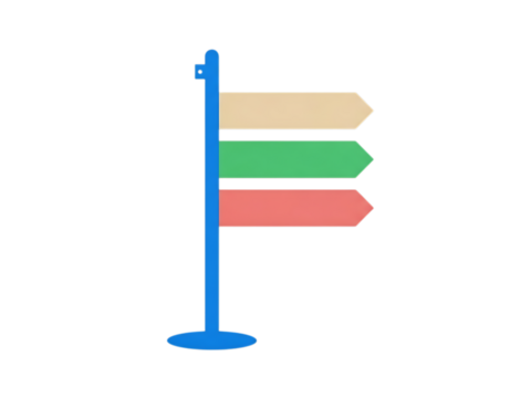 Directional signpost with three arrows pointing right isolated on transparent background - Powered by Adobe