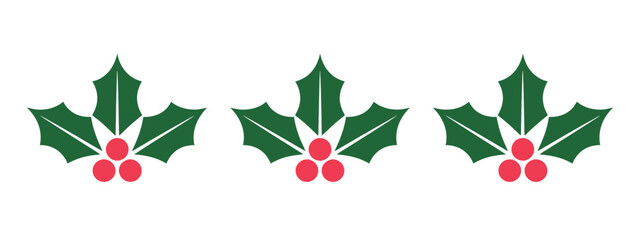 Holly berry icons set, Christmas logo collection featuring holly berries, festive holiday symbols, decorative vector © welcome