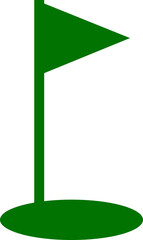 Golf Flag Flat Style Vector Icon Course Marker Symbol and Sports Outline Graphic Group Featuring Hole Flag, Pin Elements in Minimal Design