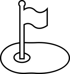 Golf Flag Line Style Vector Icon Course Marker Symbol and Sports Outline Graphic Group Featuring Hole Flag, Pin Elements in Minimal Design