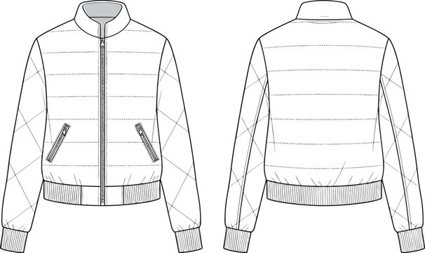 Classic bomber jacket line art design Vector