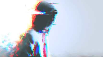 Glith light Cyberpunk glitch light leak with RGB split on white background Stock Illustration