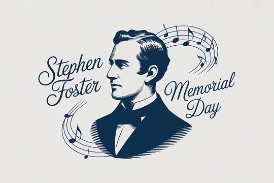 Stephen Foster Memorial Day Musical Tribute Illustration