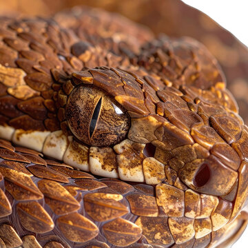 Extreme close-up macro photograph of a venomous pit viper's patterned head and striking vertical slit pupil.