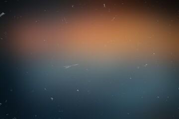 
Warm amber horizon band floating over deep teal dusk with dust specks and grain, vintage photo...