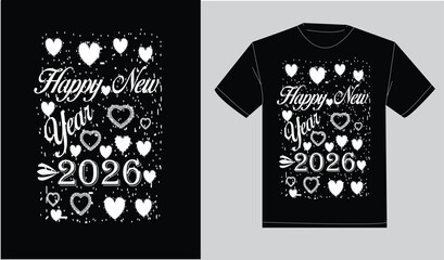 Happy new year 2026 print ready typography t-shirt design