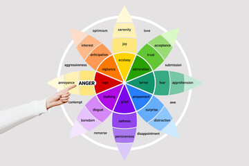 Emotion anger, rage. Wheel of emotions. human psychology.