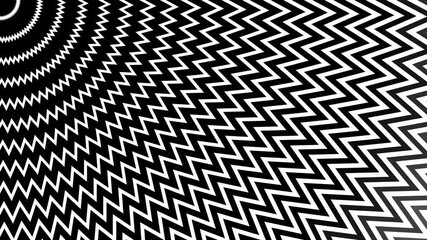 Optical illusion art of zigzagging black and white lines. Ideal for creative projects, backgrounds, and visual design concepts. - Powered by Adobe