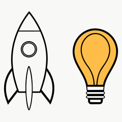 Rocketship Idea Concept: Innovation And Creativity Symbol