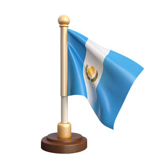 Guatemalan flag on a desk stand isolated on transparent background