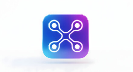 Title: 3D Social Share Icon — Square with Connected Nodes
