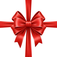 Red bow on transparent background