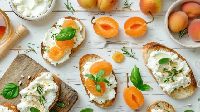Video Freshly prepared platter featuring bread, cheese, and fruit, perfect for snacking or serving at a gathering