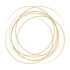 Gold abstract flowing lines creating overlapping circles. Vector illustration