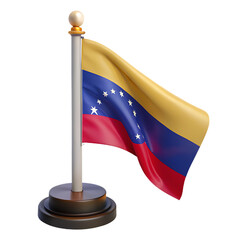 Small venezuelan flag on a desk stand isolated on transparent background