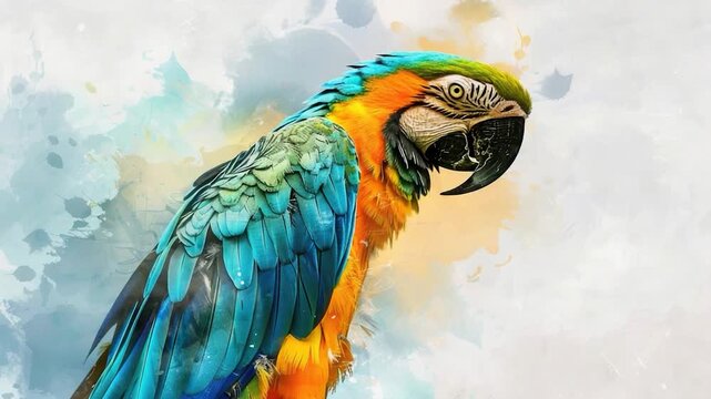 Video A vibrant parrot perches on a branch, showcasing its bright plumage