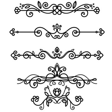 Decorative Vintage Flourish Page Divider and Ornamental Border Vector