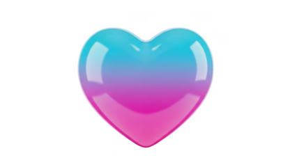 Glowing heart icon isolated on transparent background