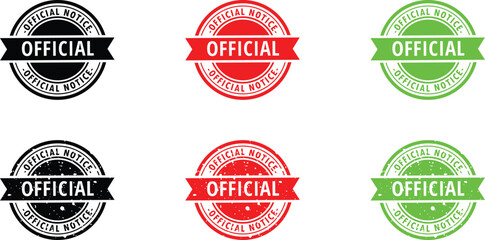 Official Stamp Badge Vector Set &ndash; Approved Round Seal Icons in Red Black Green