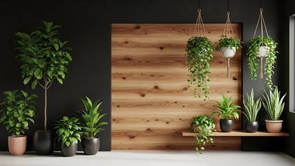 Indoor Plants Oasis with Wooden Accent Wall