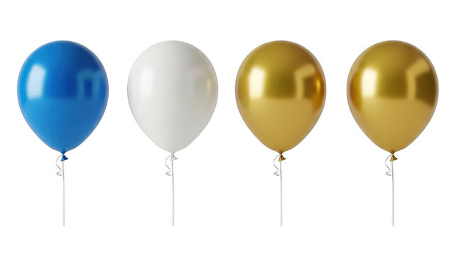 Four balloons in different colors isolated on transparent background