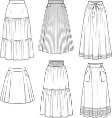 Elegant skirt designs collection in various styles Vector