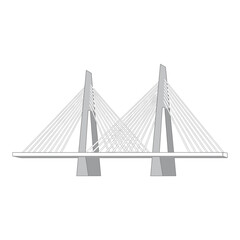 Fototapeta premium Modern cable-stayed bridge with two towers and suspension cables.