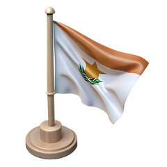 Cyprus flag on a wooden stand isolated on transparent background
