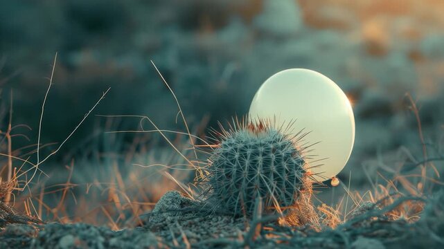 Video A white egg sits atop a prickly cactus, perfect for s and designs where nature meets uniqueness