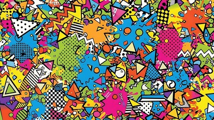 90s Retro Memphis Style Abstract Pattern