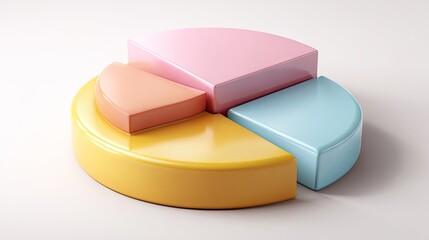 Colorful geometric pie chart segments representing data analysis, business presentation, growth statistics, and marketing insights on a clean backdrop