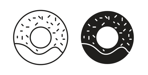 Fototapeta premium Doughnut icons. Outline icons vector collection. flat illustrations