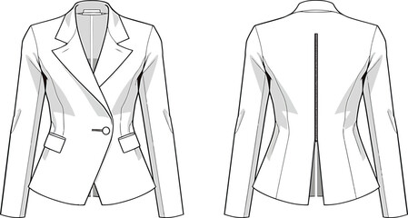 Modern women's blazer design with notched lapel and single button Vector