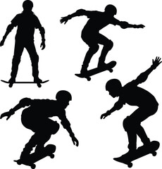 Dynamic skateboard silhouettes in action Vector © Masud Crafts