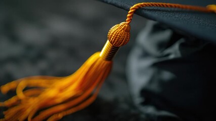 Video A close-up shot of a graduation cap with a tassel, perfect for representing academic achievements and new beginnings