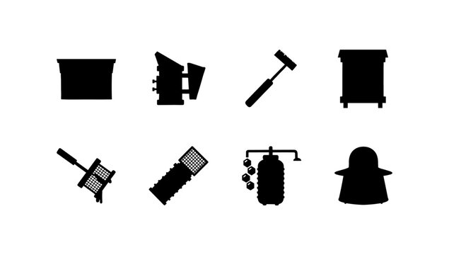 Silhouette icons of industrial equipment and machinery collection