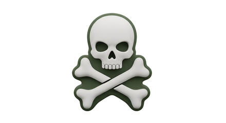White Skull and Crossbones Icon on Green Background