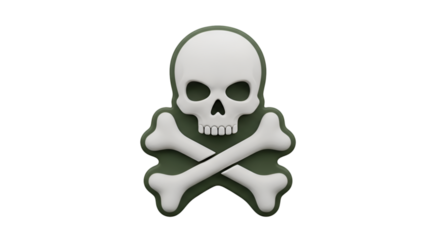White Skull and Crossbones Icon on Green Background