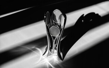 Closeup of a shiny highheeled shoe with light reflections on the floor