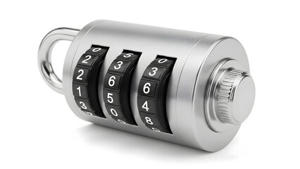 A combination lock with numbers displayed and silver design