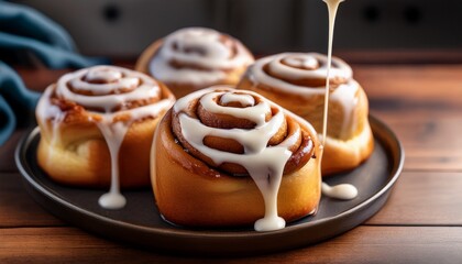 indulgent freshly baked cinnamon rolls dripping with sweet white icing a perfect morning treat