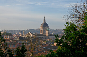 Overlooking the eternal city of  Rome Italy on a fall day.