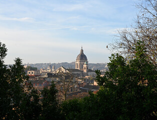 Overlooking the eternal city of  Rome Italy on a fall day.